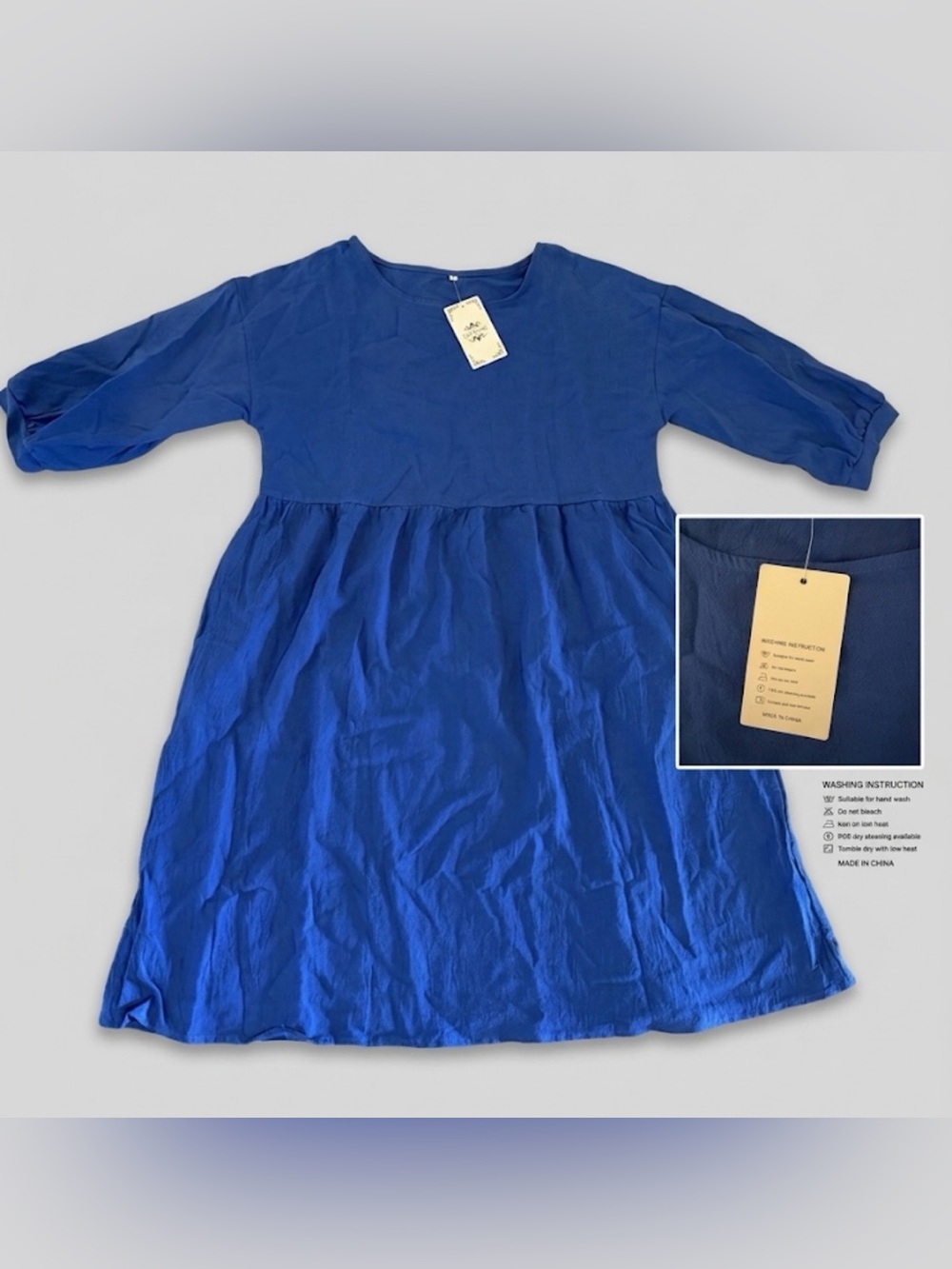 NWT La Mode Women’s Royal Blue Babydoll Dress - Size Large (NWT/Perfect)